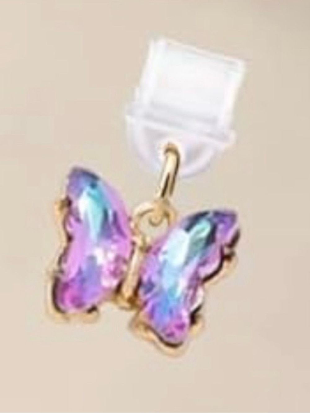 💞 New Purple & Blue Butterfly Dust Plug for Mobile Phone with Decorative Charm